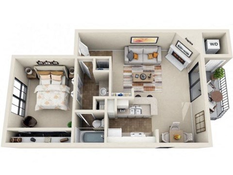 a bedroom with a bed and a sink in a room